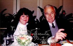 1988 photo: Nancy celebrating the 20th Anniversary of Senator Eugene McCarthy's 1968 NH Primary race ("Clean for Gene") with Senator McCarthy, whose strong showing on his anti-war platform resulted in President Johnson's decision to drop out of the '68 presidential race.